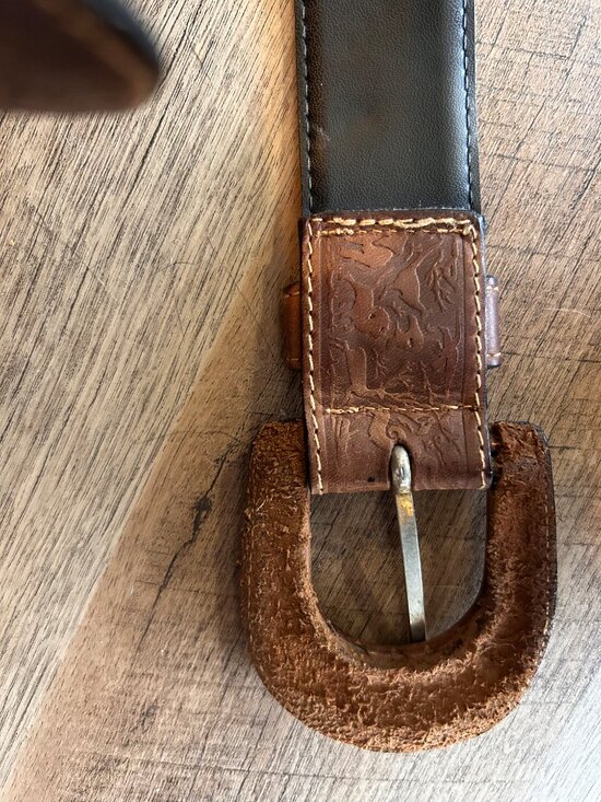 Vintage Lord & Taylor Italian Leather Belt Safari Animal Embossed Western Boho main image 6